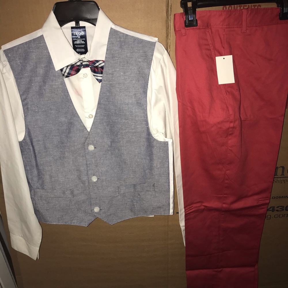 Izod long sleeve shirt with bow tie and pants